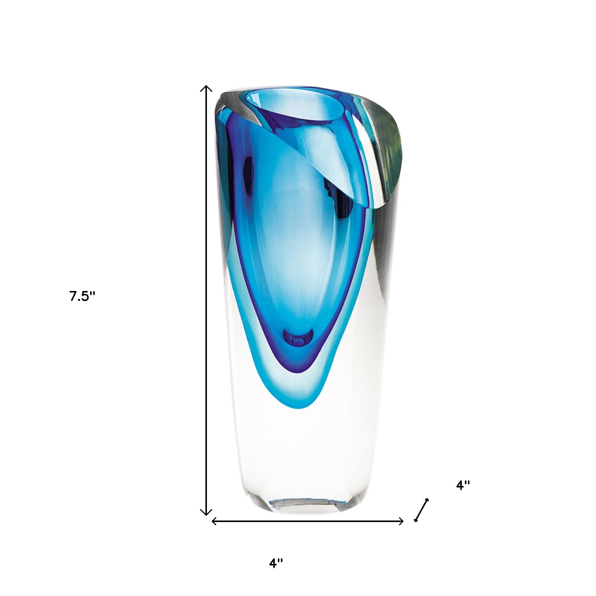 Clear and Blue Crystal Vase