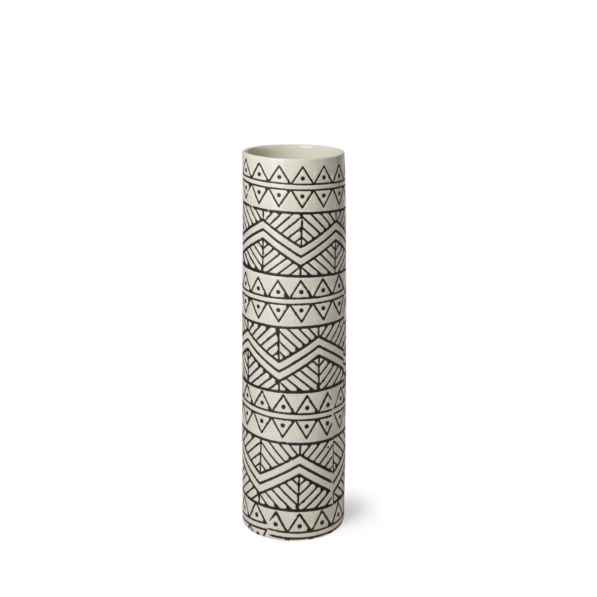 Cream Geometric Cylinder Ceramic Vase