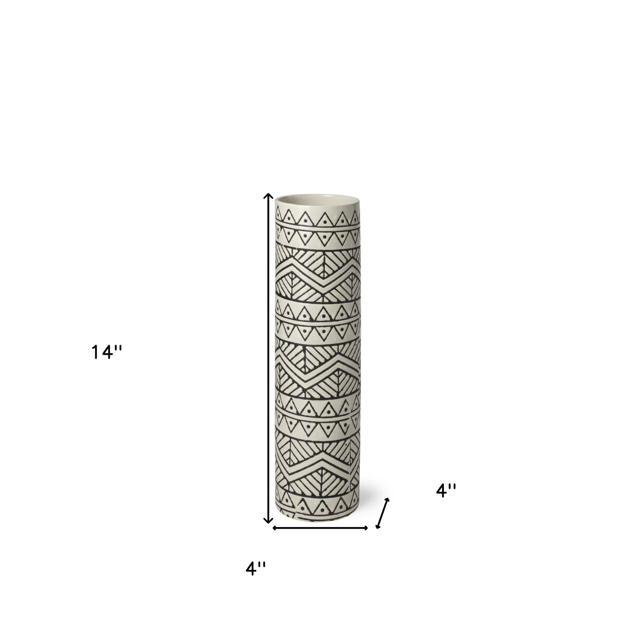 Cream Geometric Cylinder Ceramic Vase