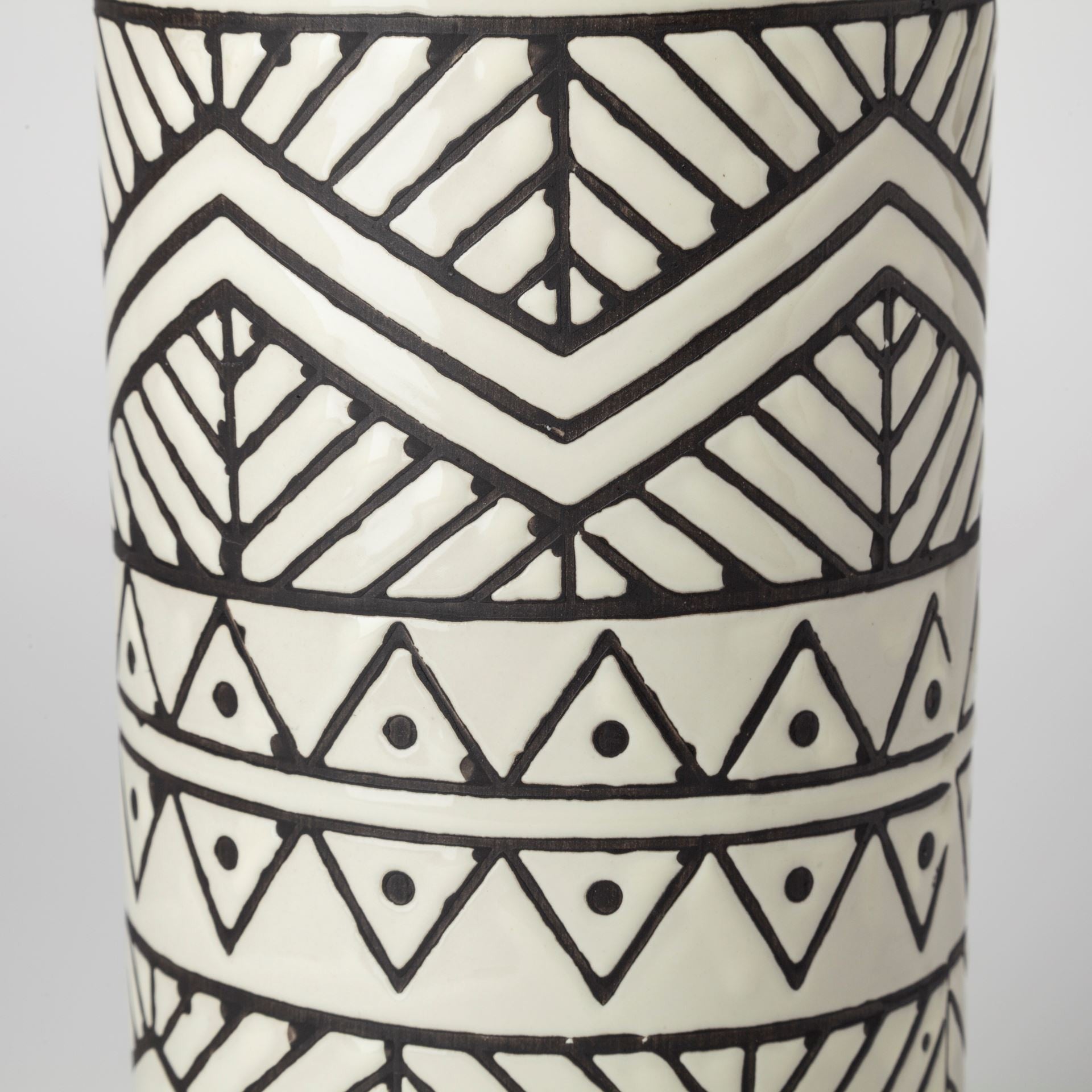 Cream Geometric Cylinder Ceramic Vase