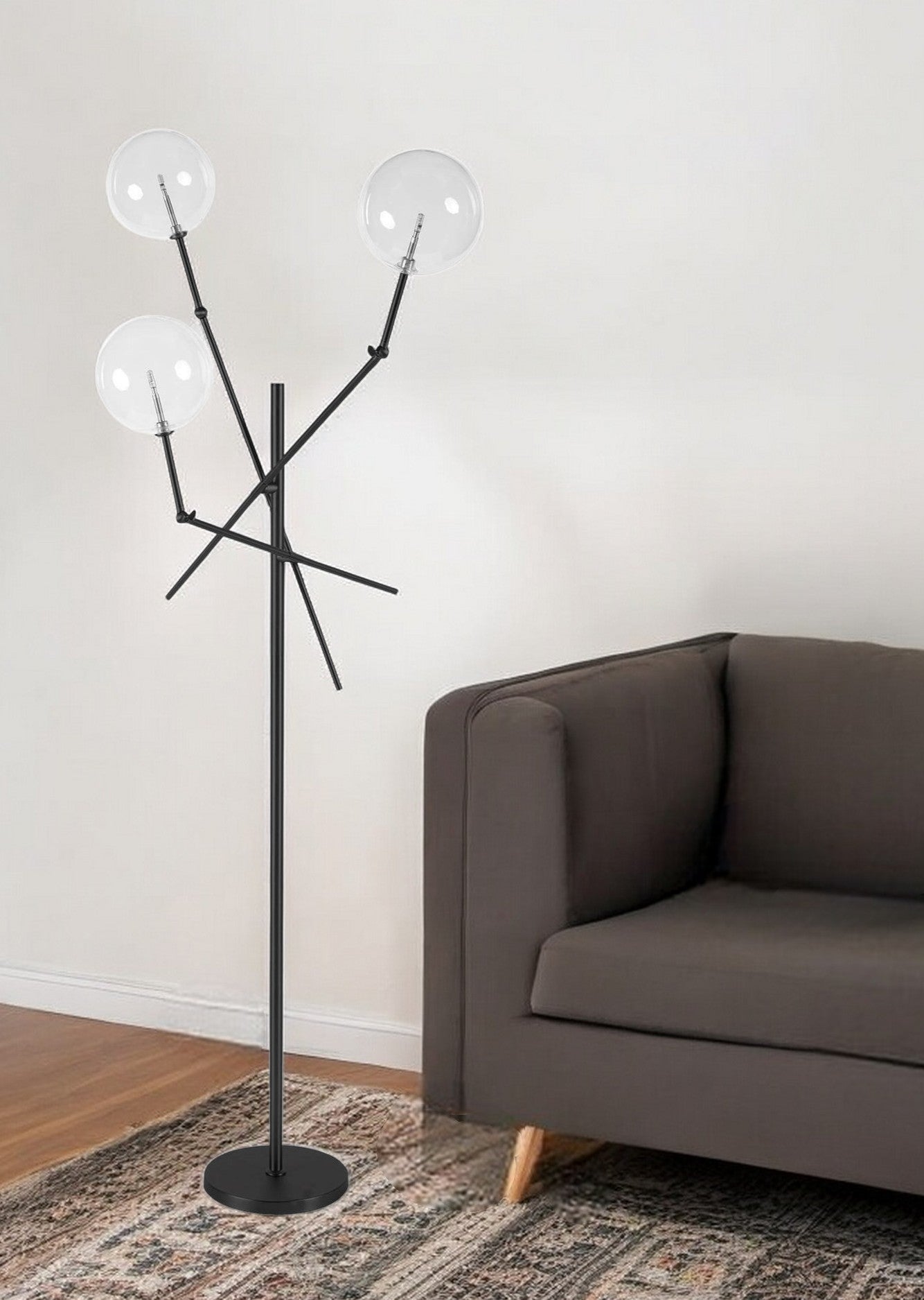 Black LED Floor Lamp White