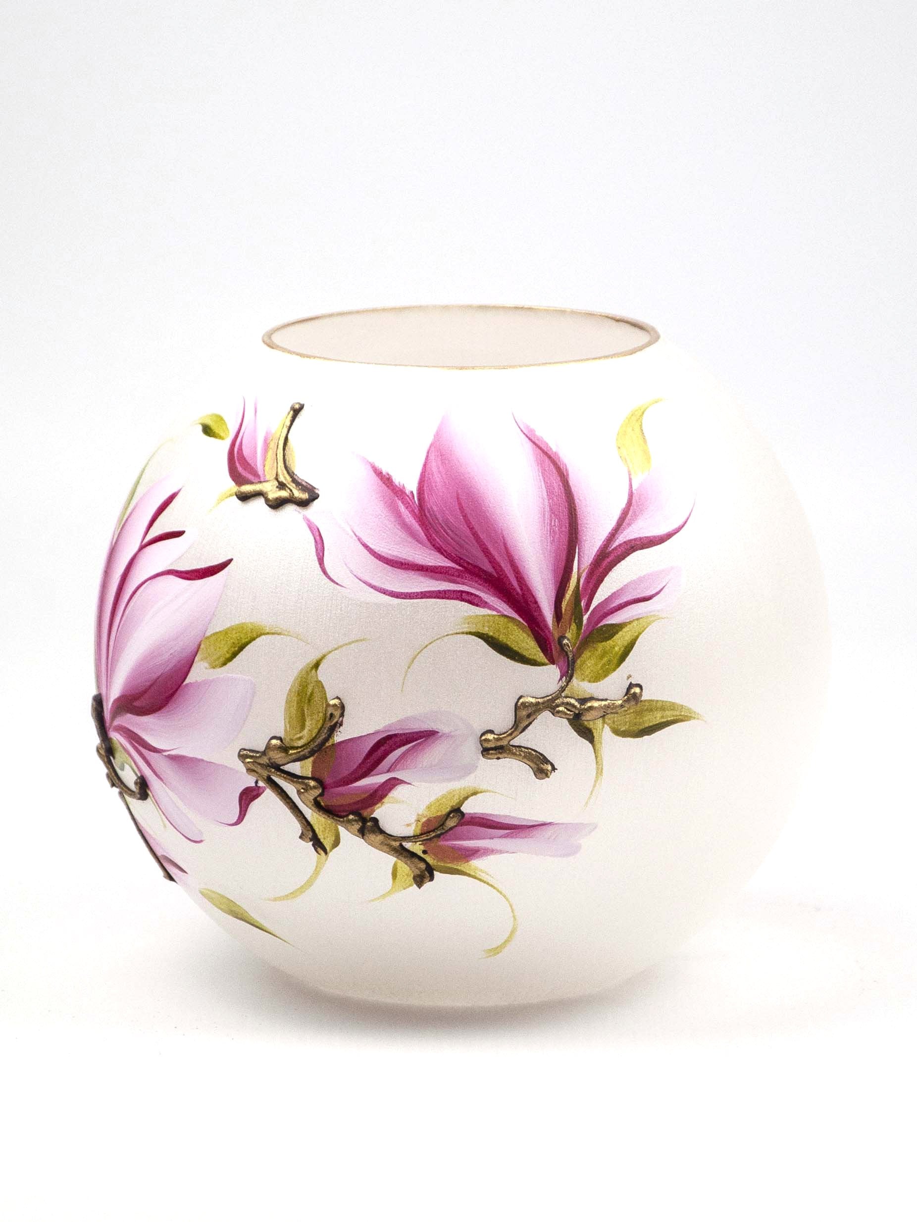 Handpainted Pink Art Glass Vase