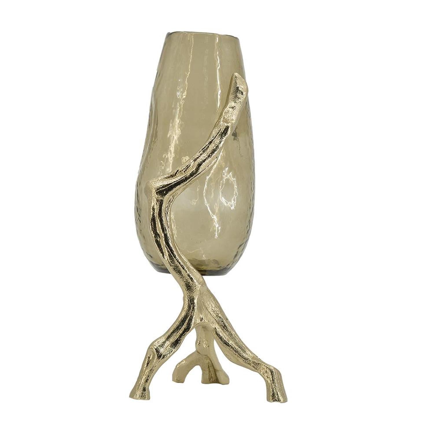 Champagne Glass And Metal Vase