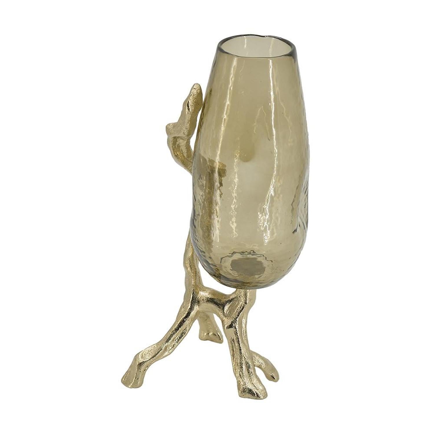 Champagne Glass And Metal Vase