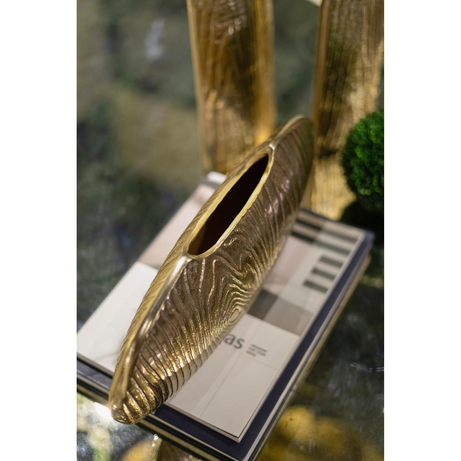 Gold Oval Aluminum Vase