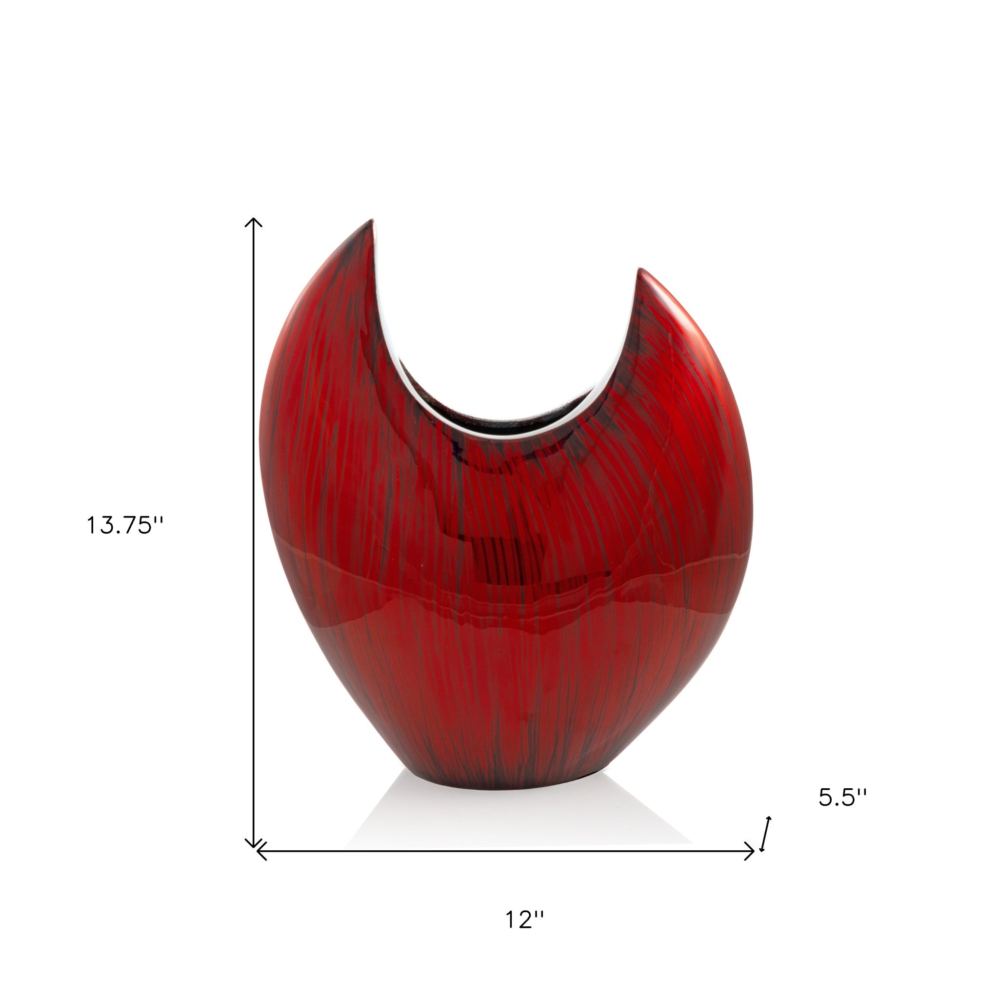 Red Striped Aluminum Vase
