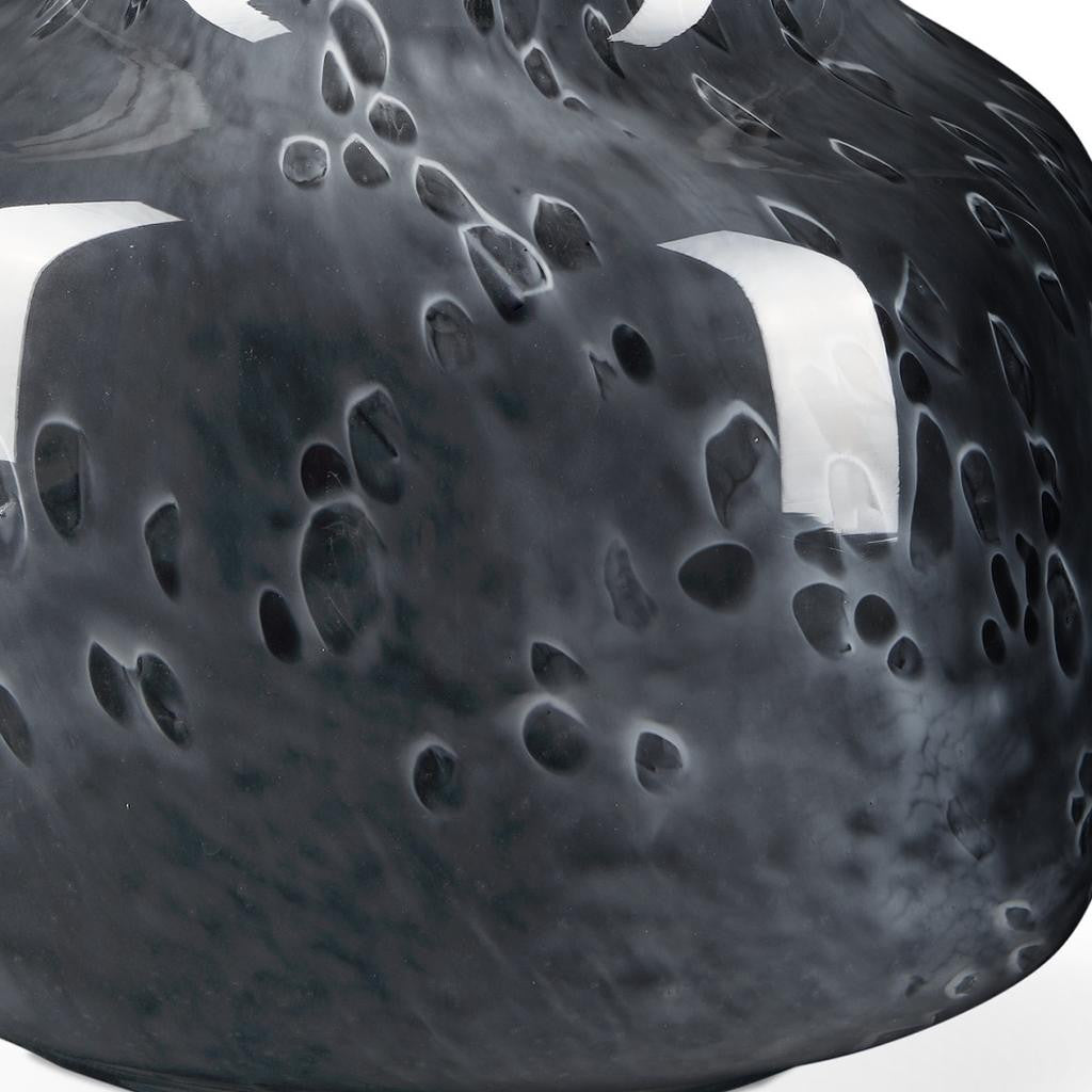 Black Mottled Round Glass Vase