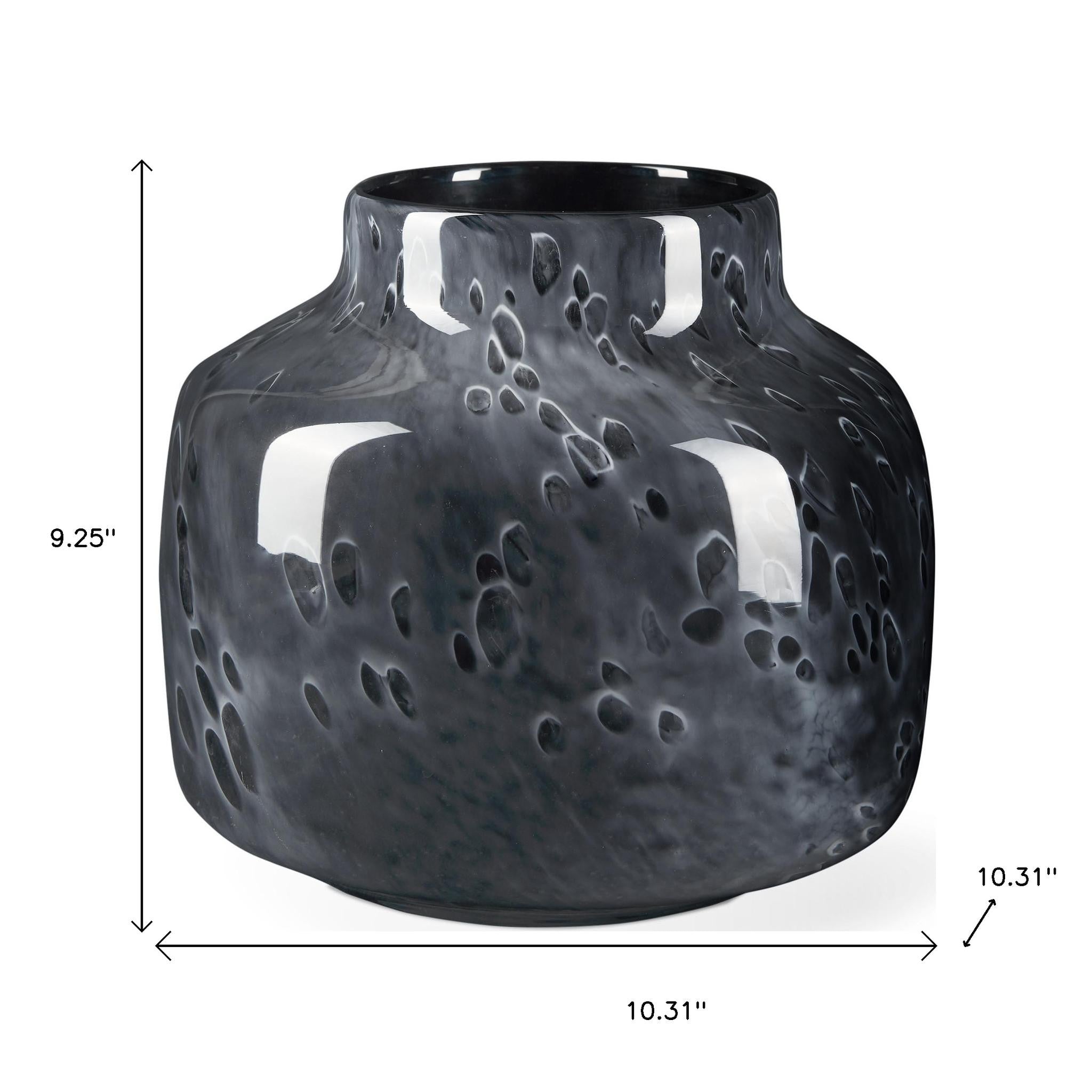 Black Mottled Round Glass Vase