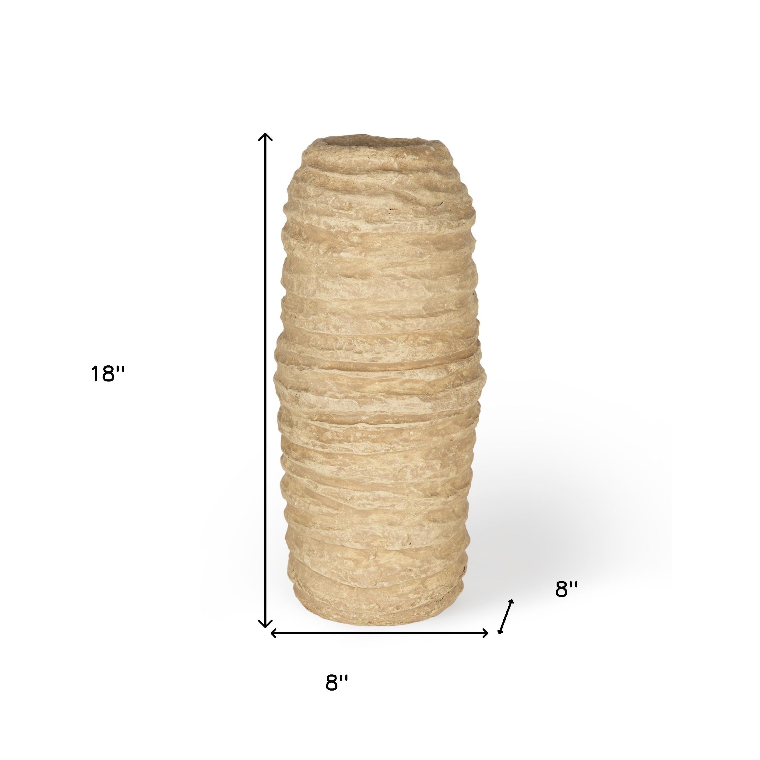 Beige Paper Mache Table Vase