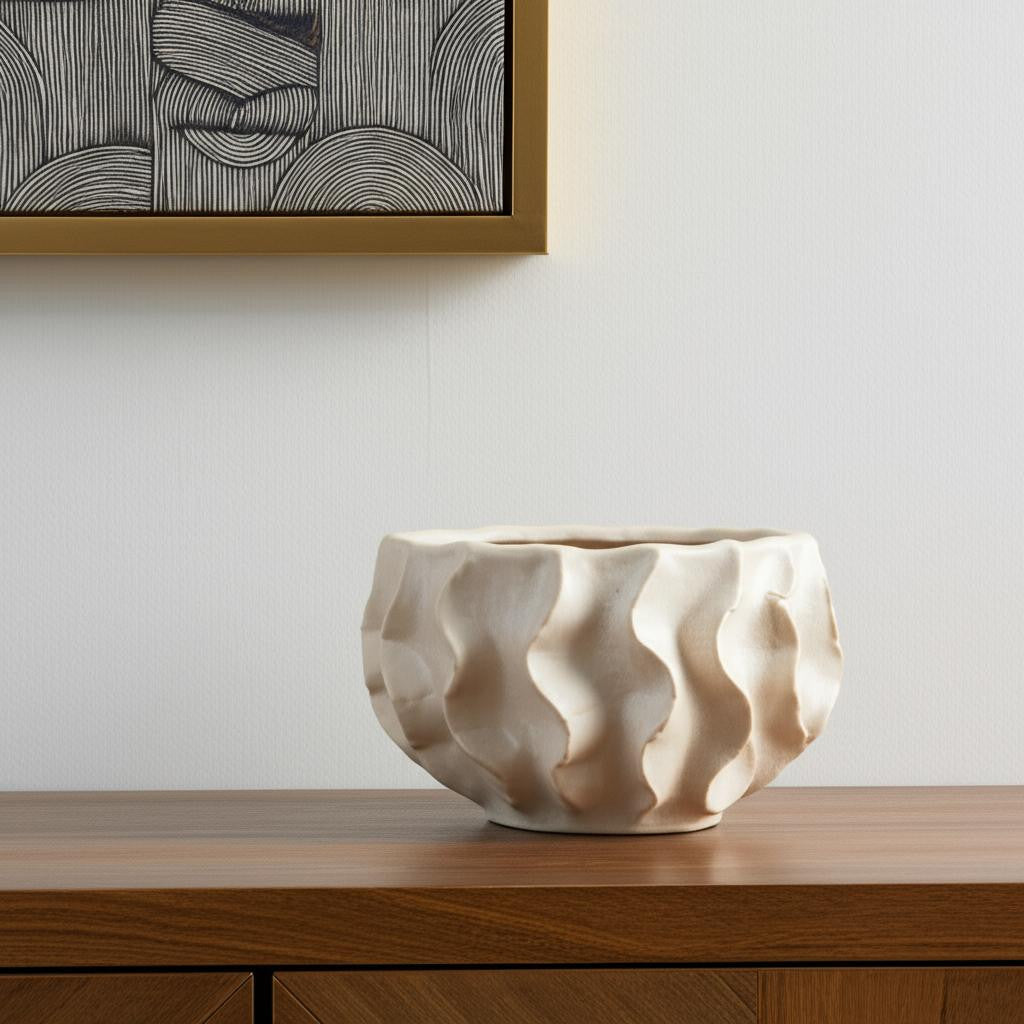 Cream Sculptural Ceramic Vase