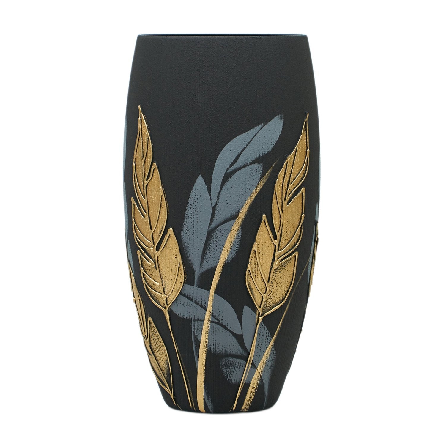 Handpainted Art Glass Oval Vase