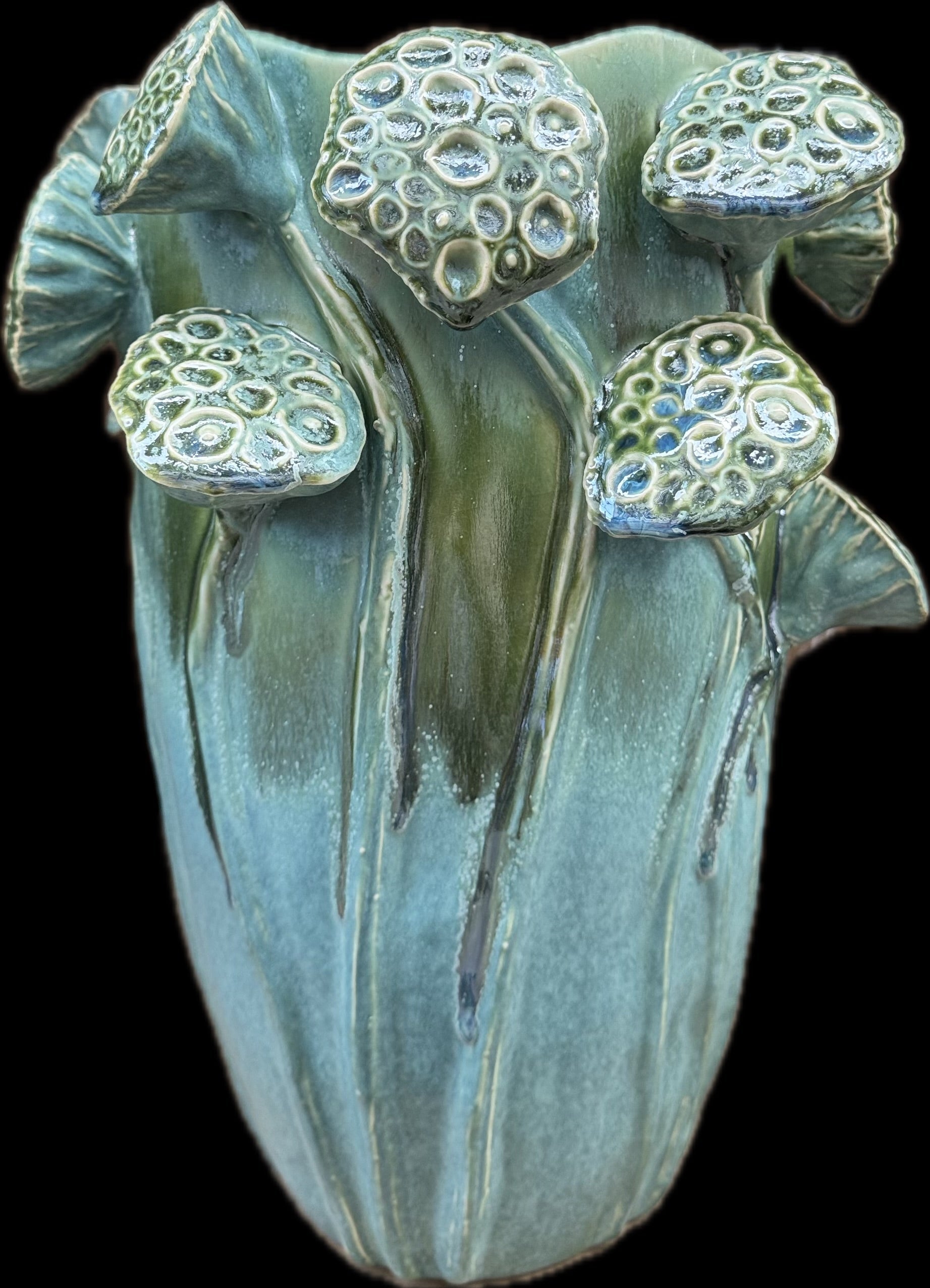 Effect Lotus Ceramic Pattern Medium Vase