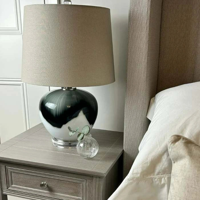 Grey Glass Table Lamp