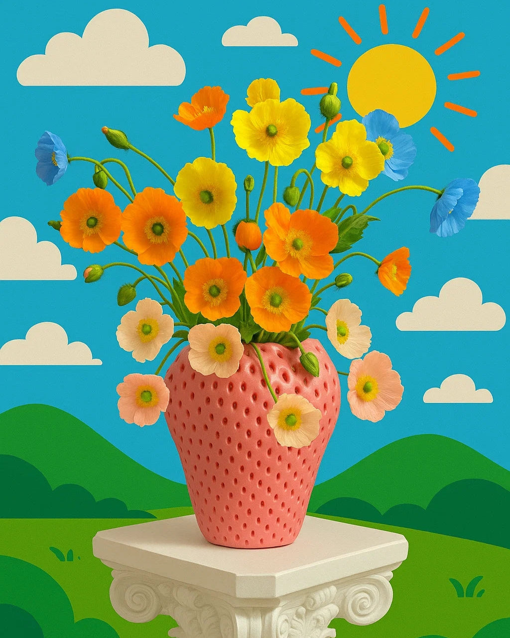 Strawberry Ceramic Flower Vase