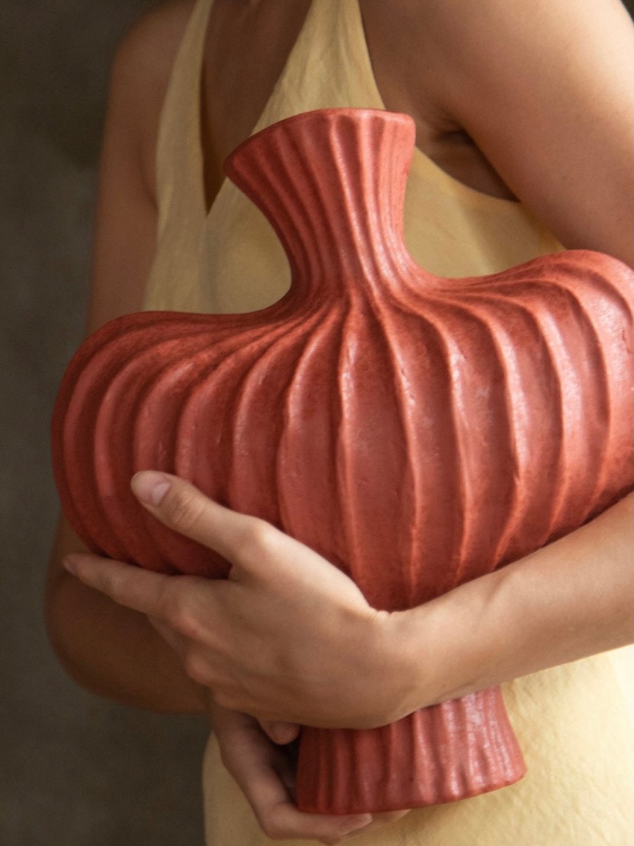 Handmade Wabi Sabi Pottery Red/ Black/White