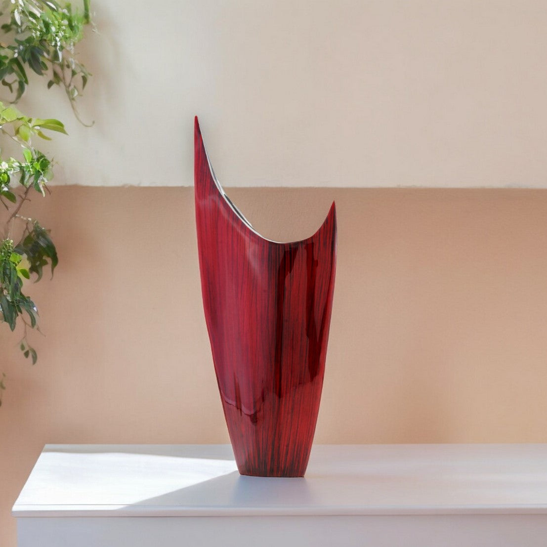 Red Aluminum Pointy Table Vase