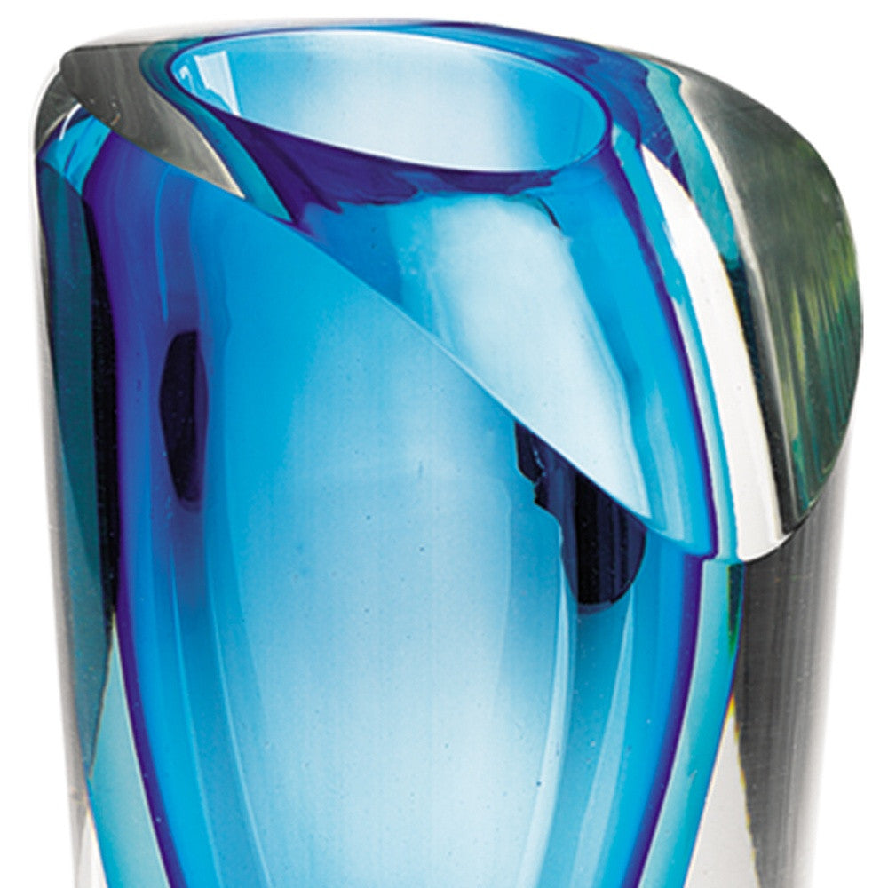 Clear and Blue Crystal Vase