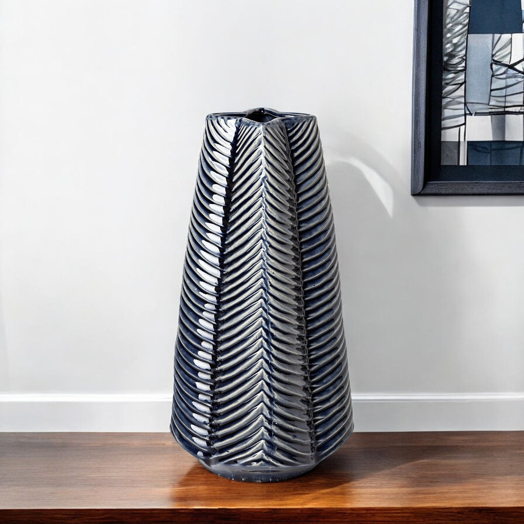 Navy Blue Abstract Ceramic Vase