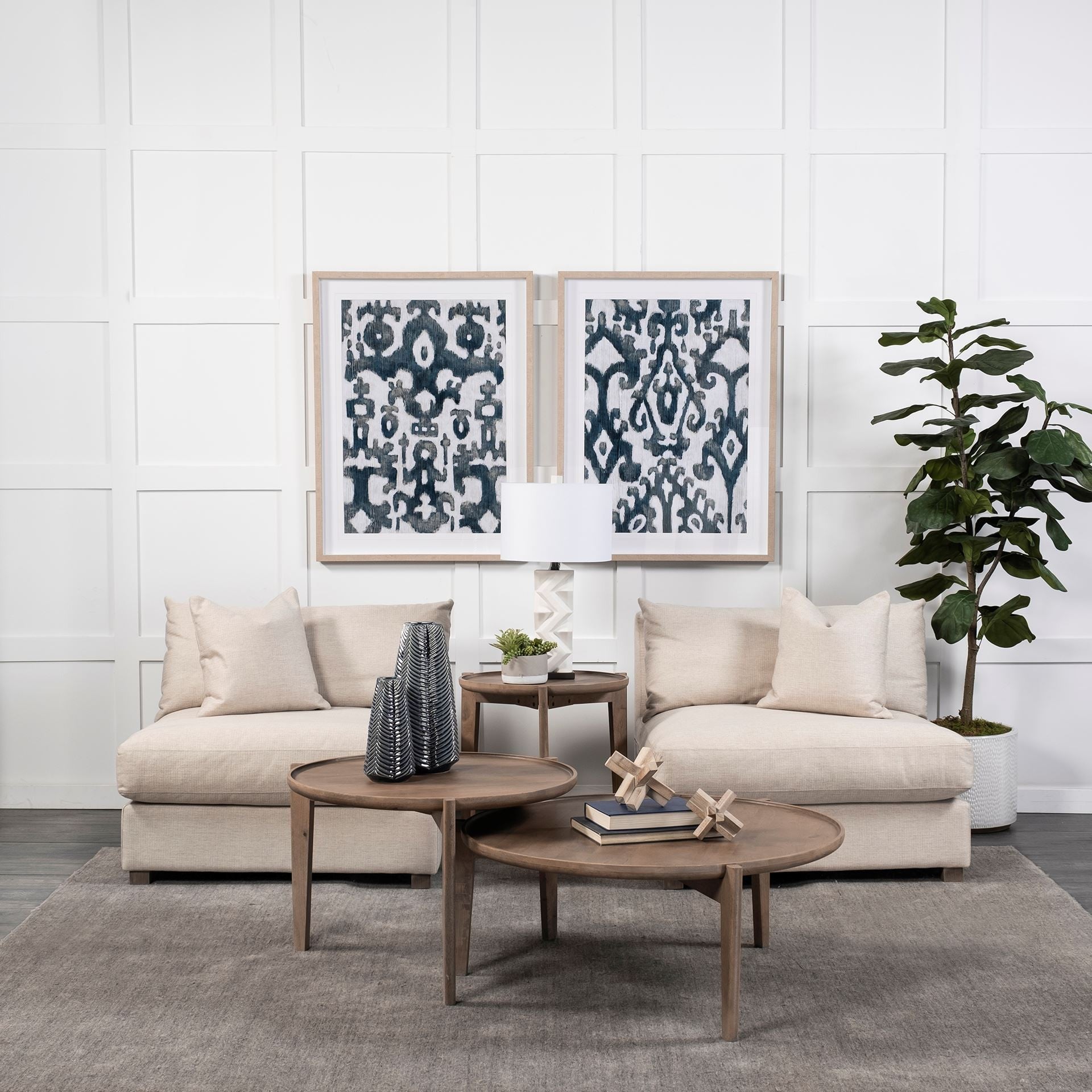 Navy Blue Abstract Ceramic Vase