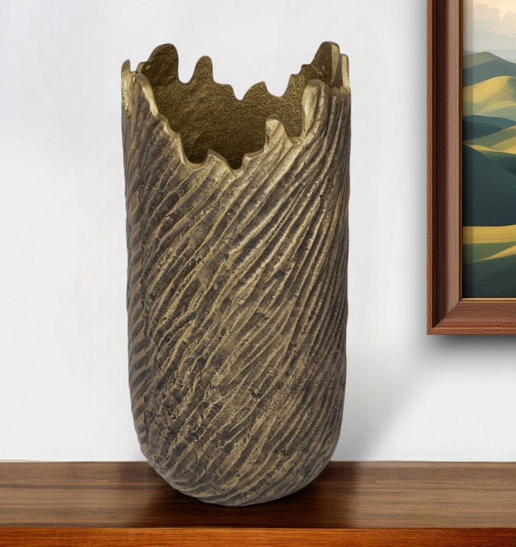 Gold Abstract Aluminum Vase