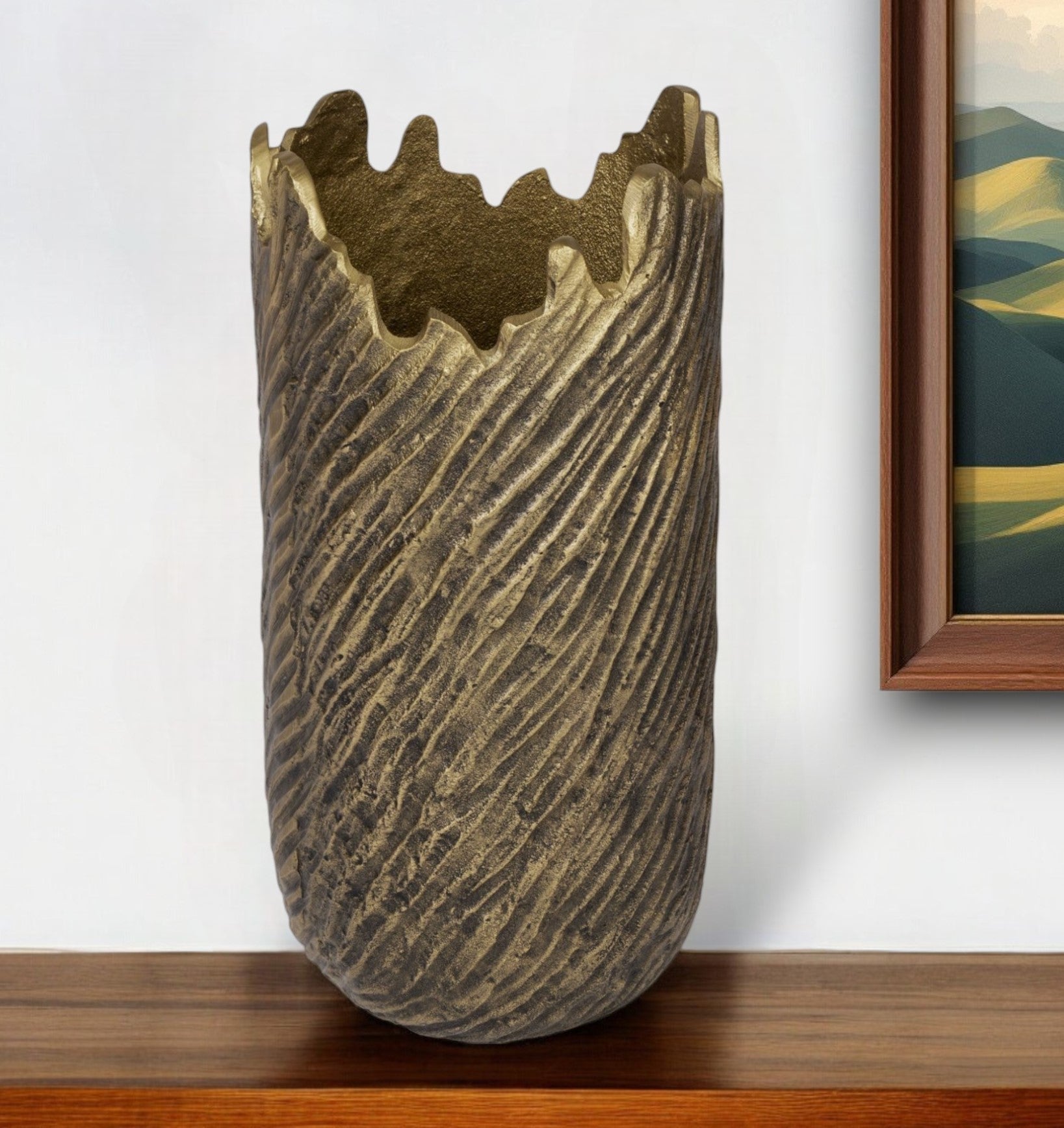 Gold Abstract Aluminum Vase