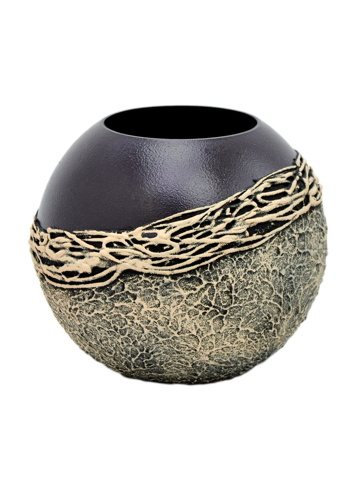 Handpainted Glass Vase Violet Interior