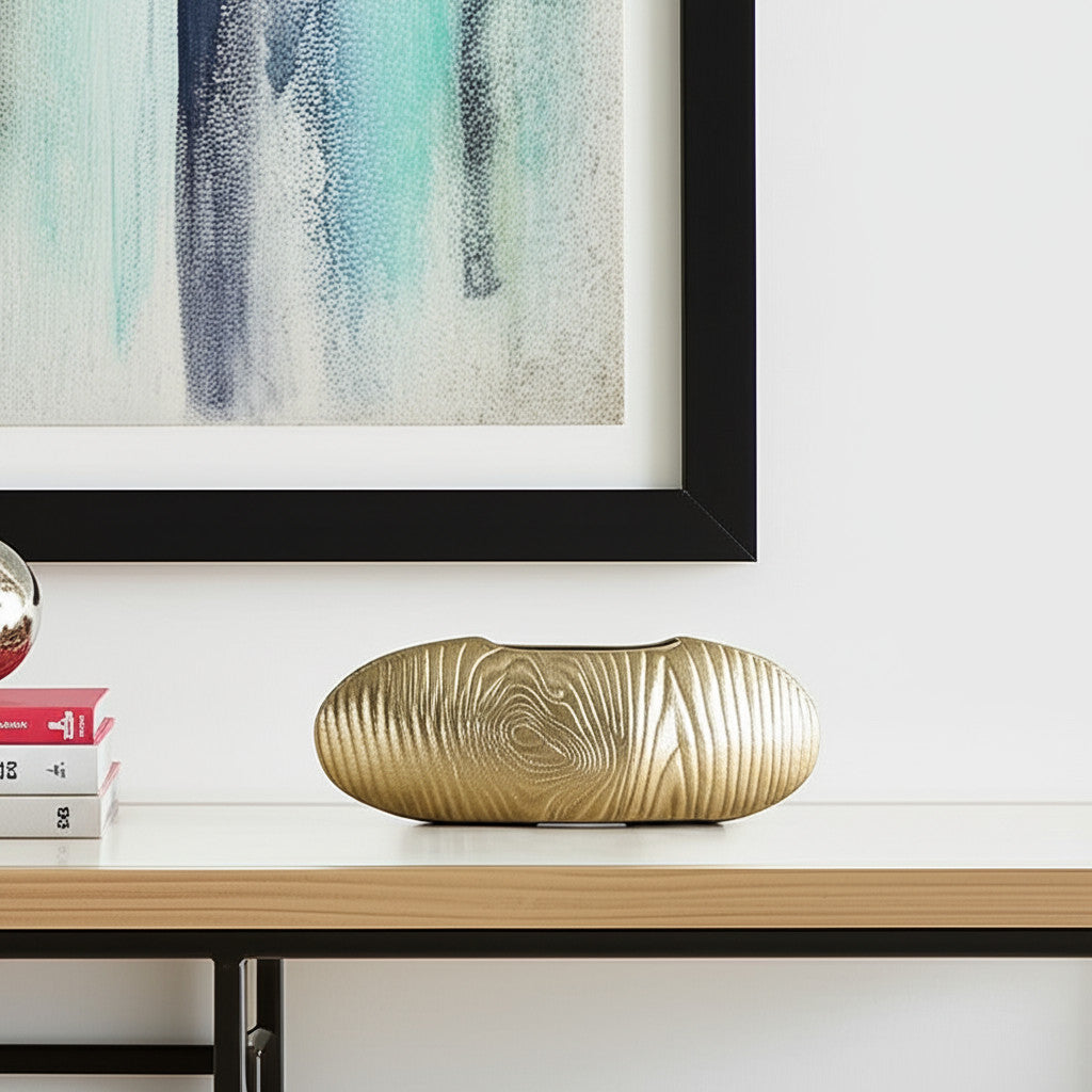 Gold Oval Aluminum Vase