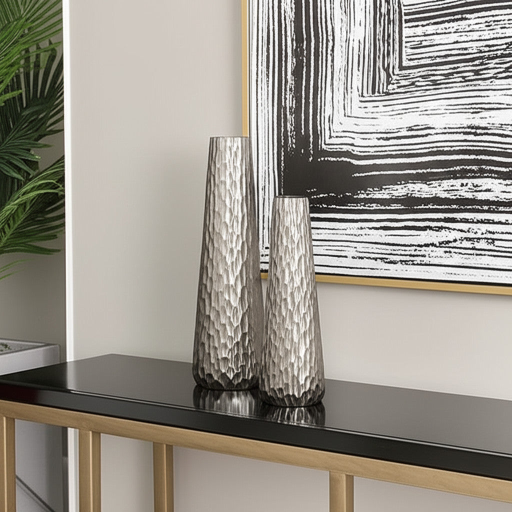 Silver Round Aluminum Table Vase