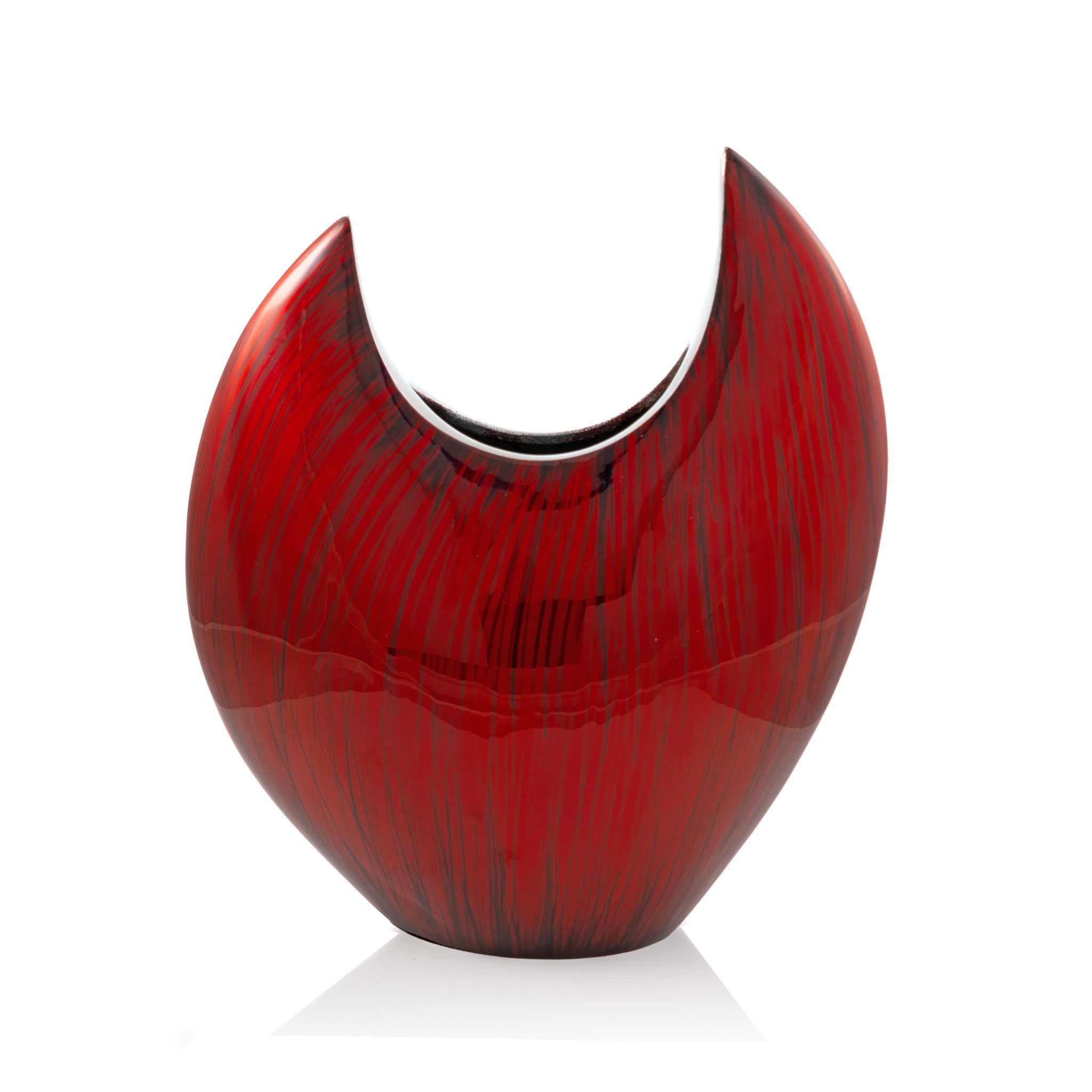 Red Striped Aluminum Vase