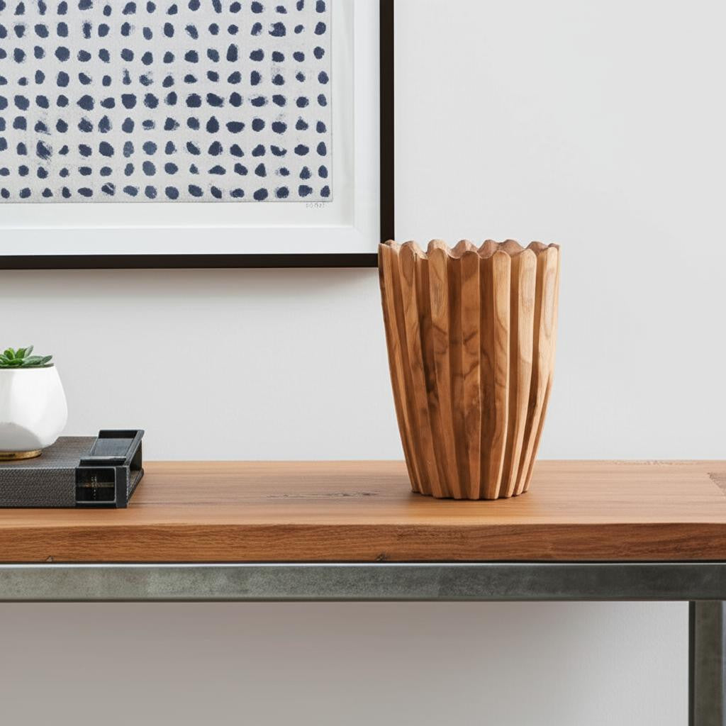 Natural Wavy Solid Wood Table Vase