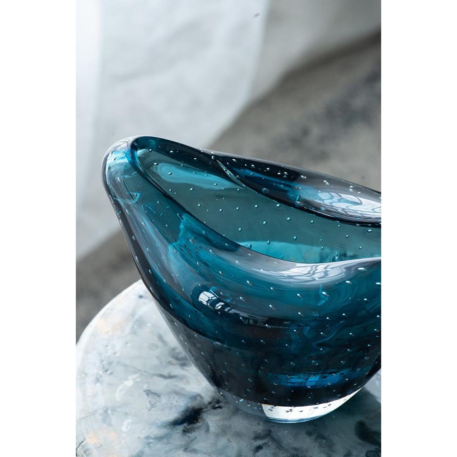 Cerulean Oval Glass Vase