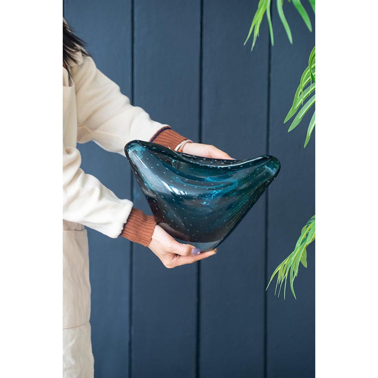 Cerulean Oval Glass Vase