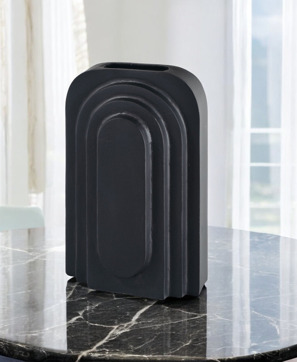 Black Geometric Aluminum Vase