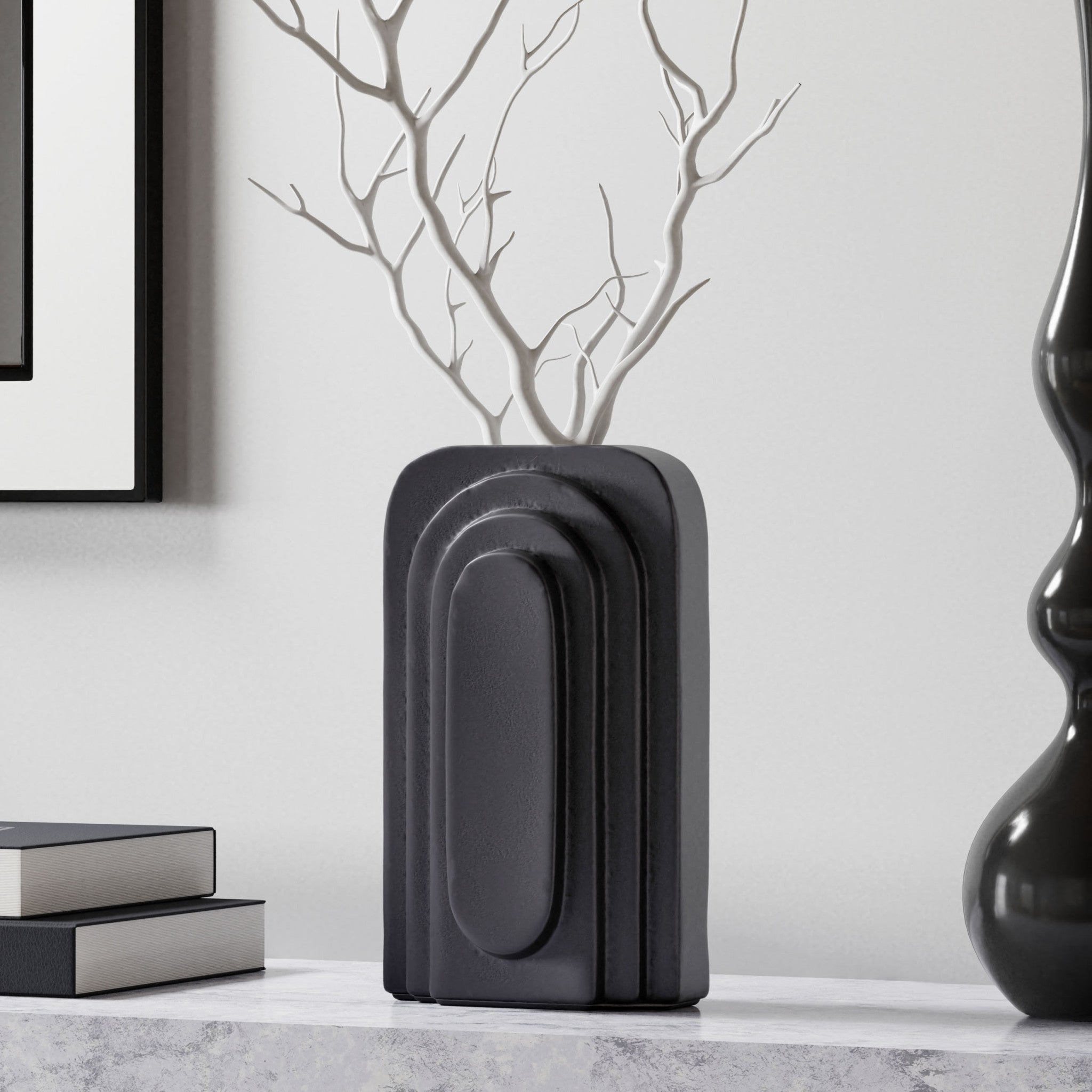 Black Geometric Aluminum Vase