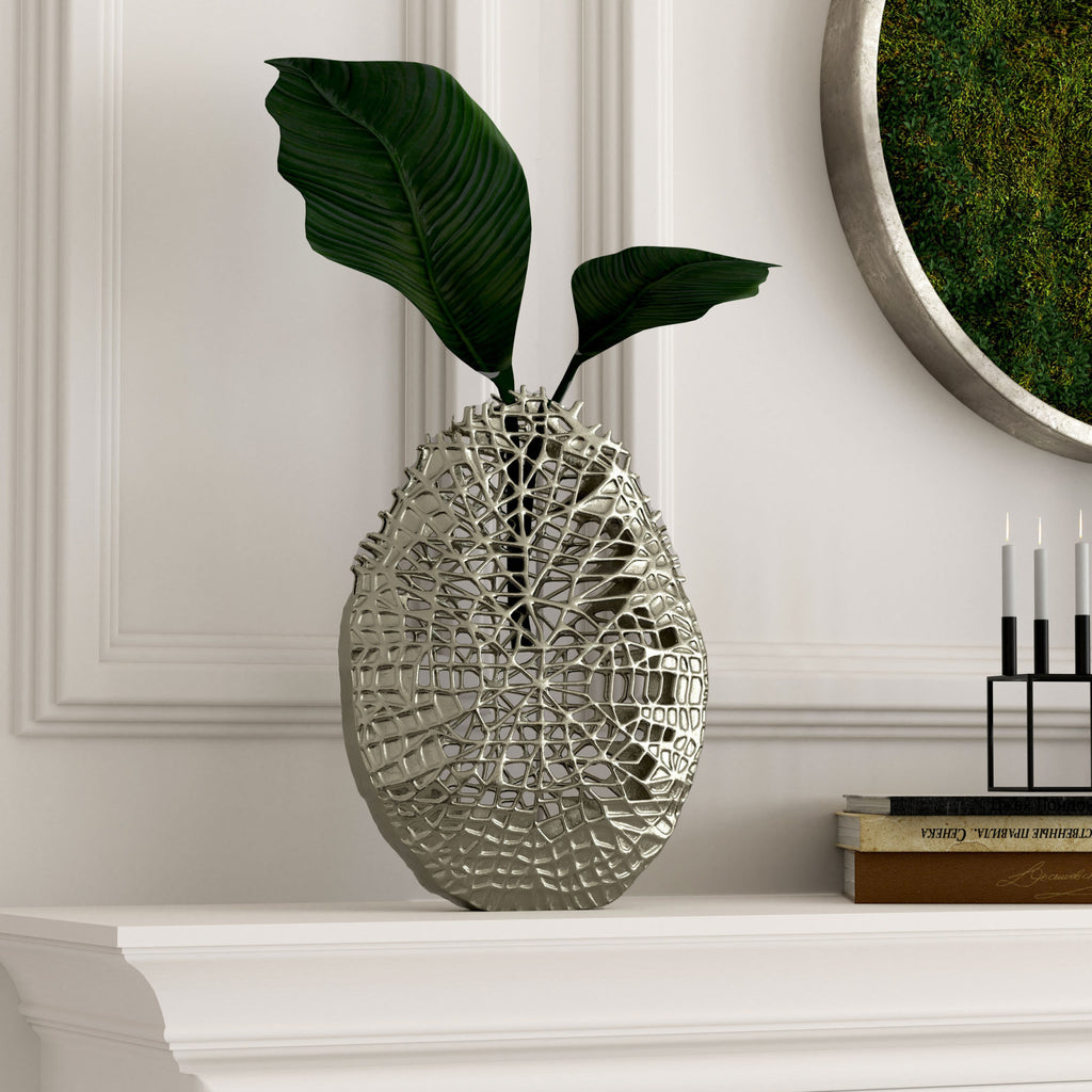 Silver Pierced Aluminum Vase