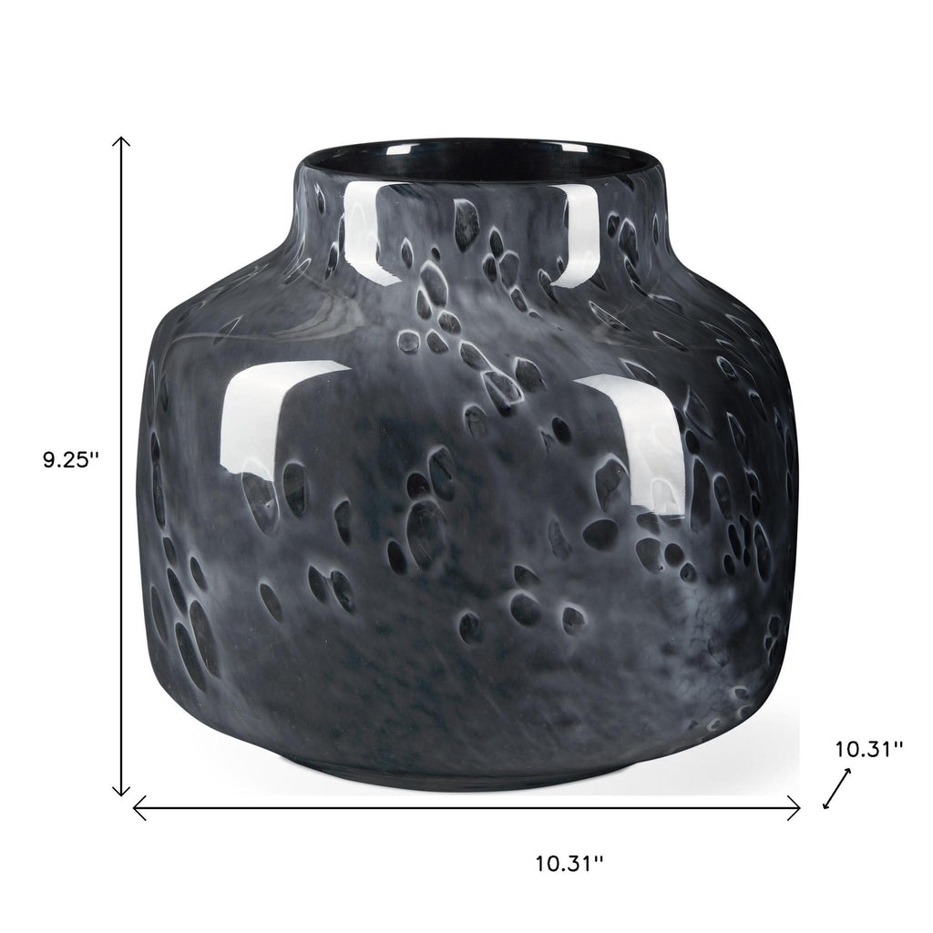 Black Mottled Round Glass Vase