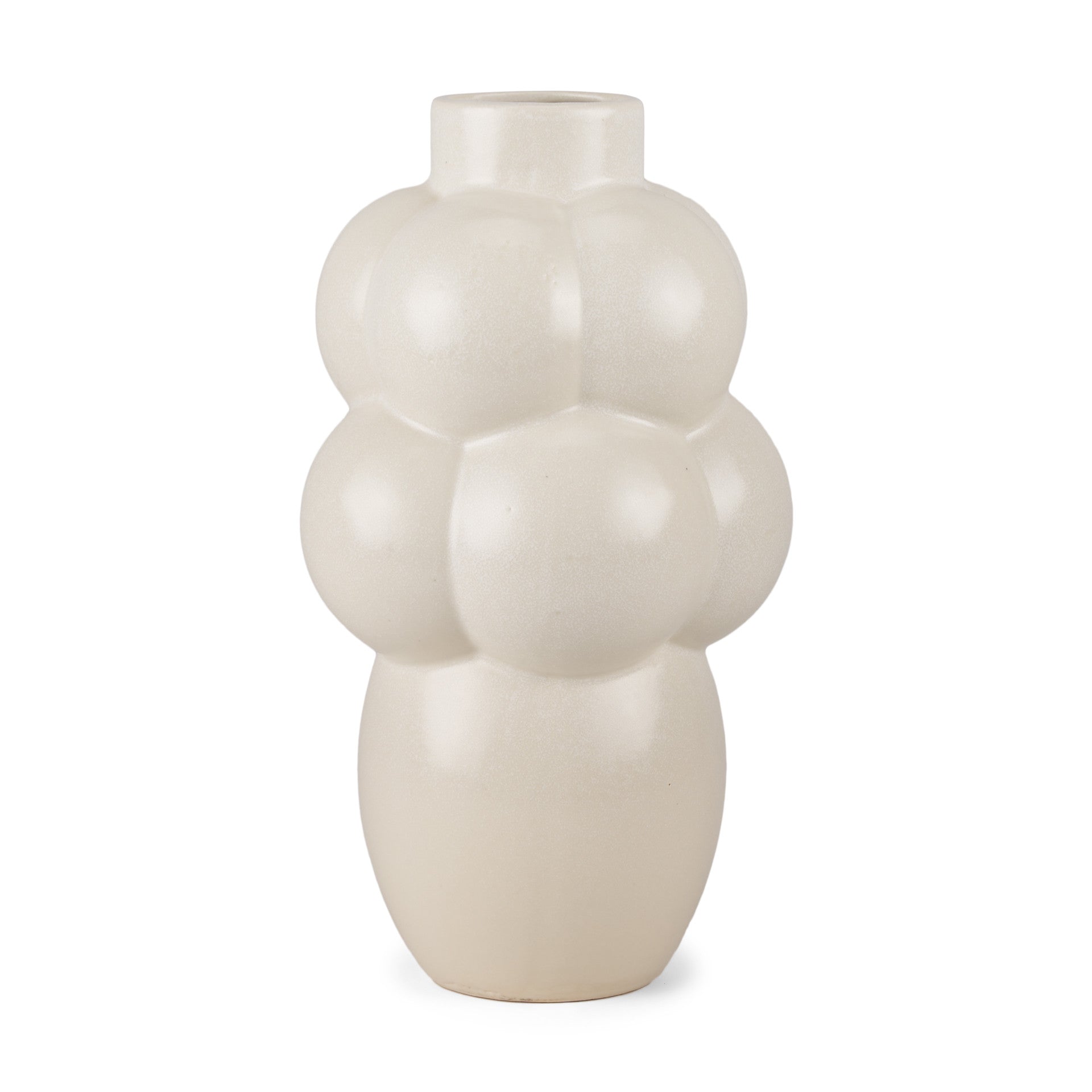 Cream Ceramic Bulbous Table Vase