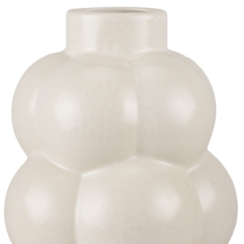 Cream Ceramic Bulbous Table Vase
