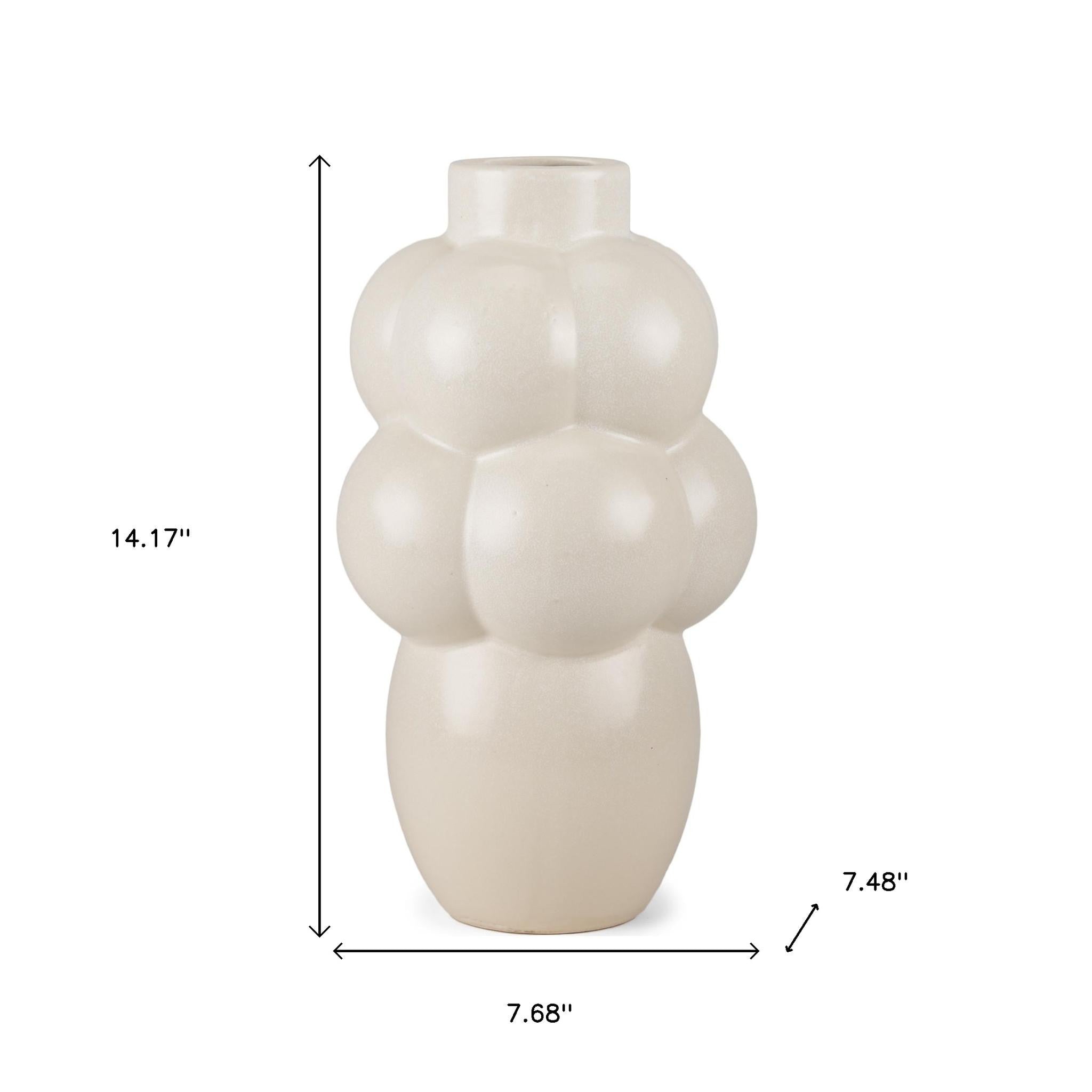 Cream Ceramic Bulbous Table Vase