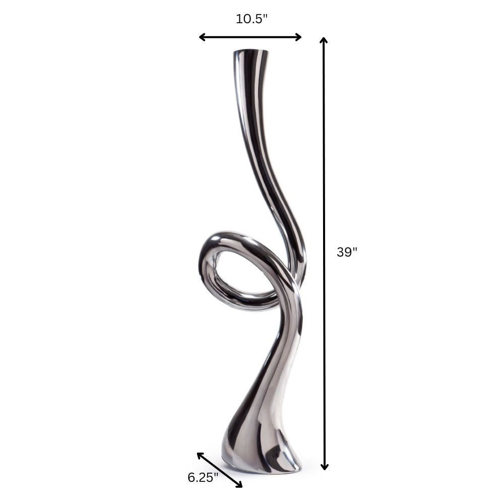 Silver Trumpet Aluminum Floor Vase