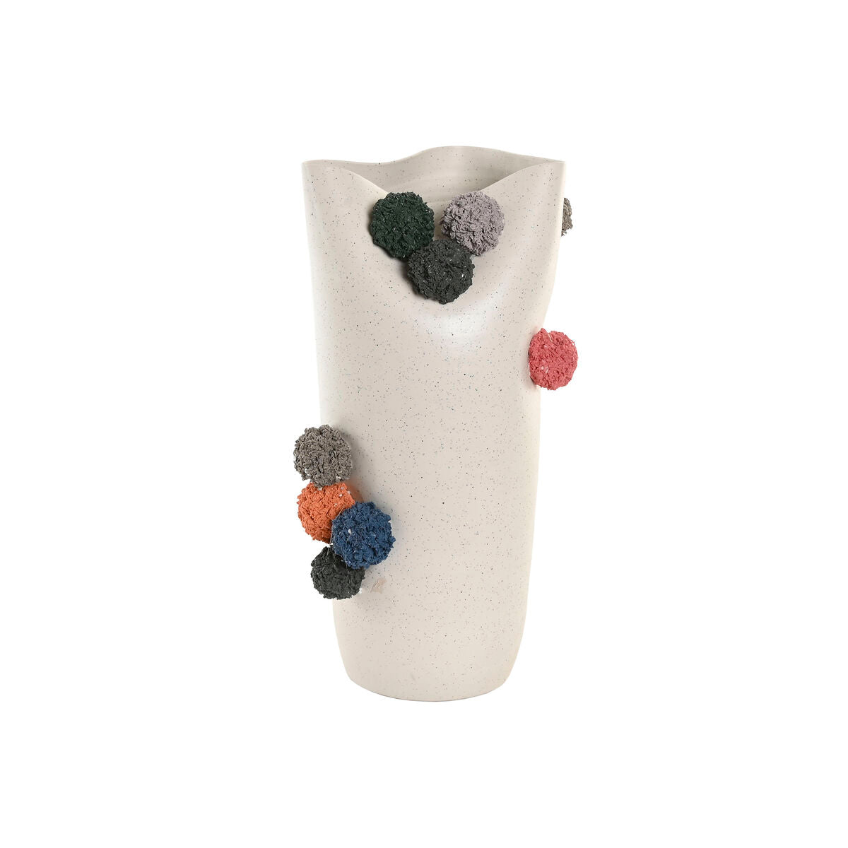 Vase Home White Multicolour Ceramic