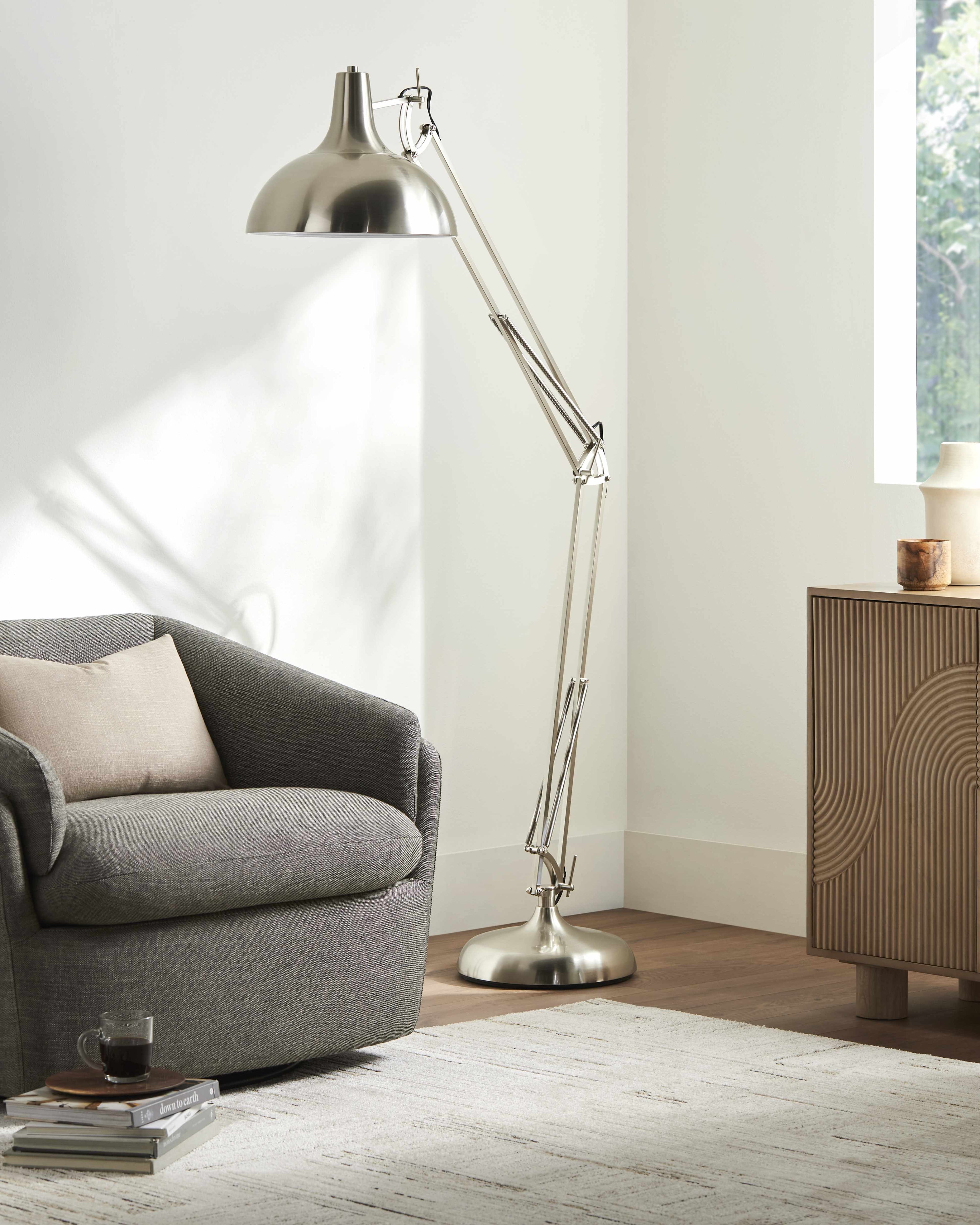 Indergarh Metallic Silver Floor Lamp