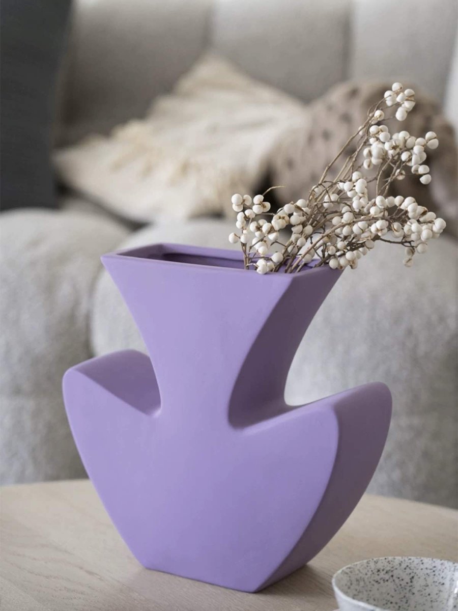 Handmade Memphis Funky Lavender Ceramic Vase