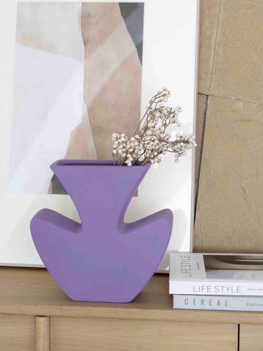 Handmade Memphis Funky Lavender Ceramic Vase