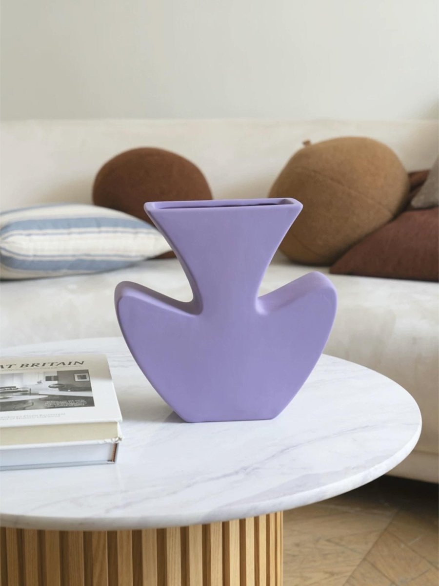 Handmade Memphis Funky Lavender Ceramic Vase