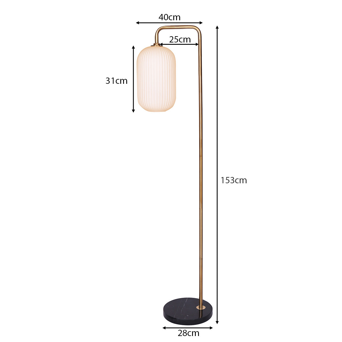 Metal Floor Lamp Glass Opal